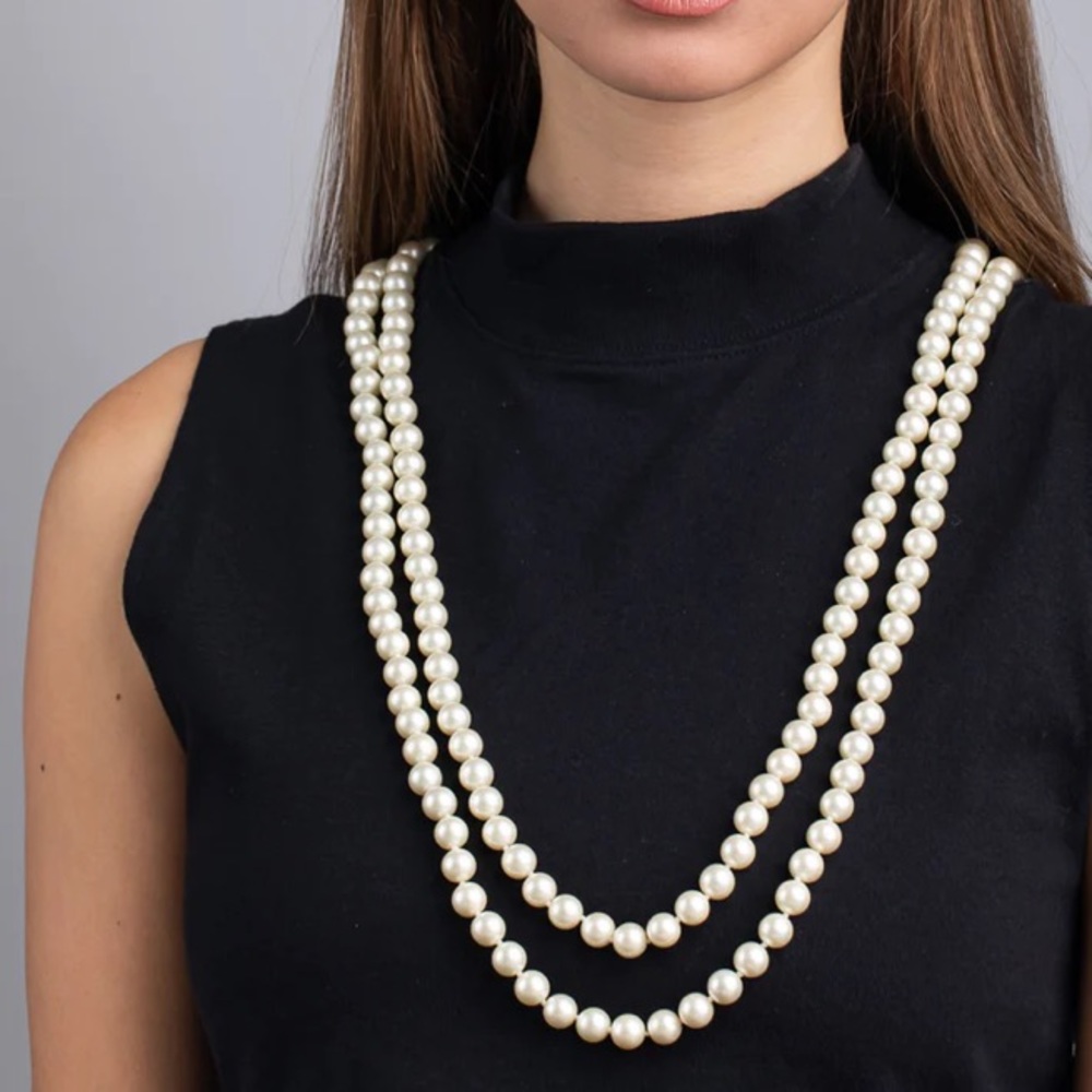 Kenneth Jay Lane long Pearl Necklace Cultura Pearl Rope Necklace vintage